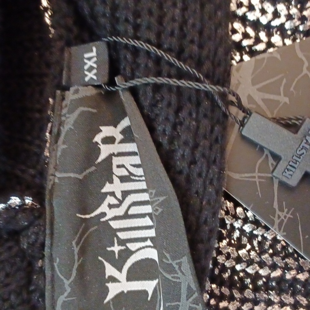 COPY - KILLSTAR 3X BLACK/SILVER DISTRESSED HOT AS HIEM HOODED SWEATER OVERSIZE … - Picture 16 of 16